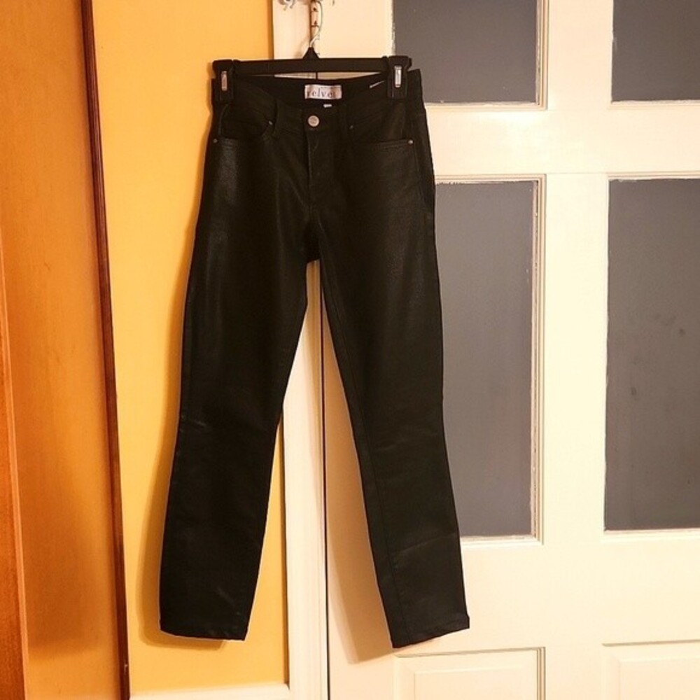 Velvet by Graham & Spencer Toni Coated Skinny Jeans in Black Diamond Size 24